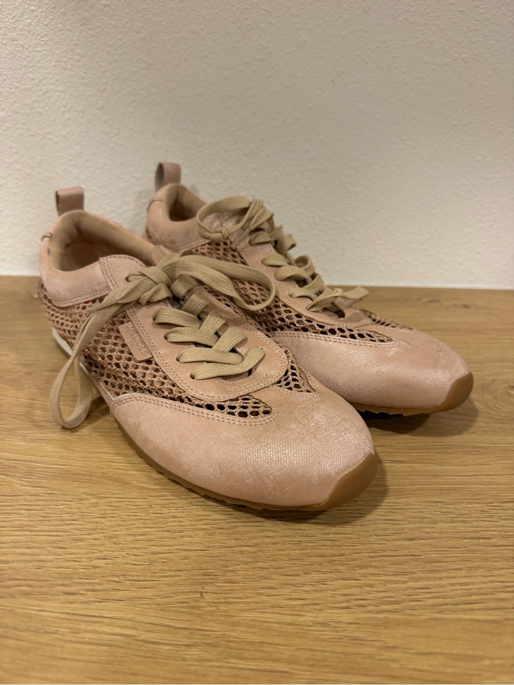 J Slides Pink Mesh and Leather Lace-Up Sneakers